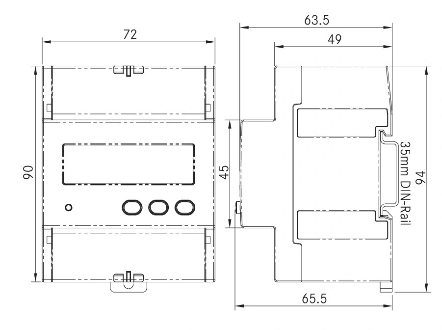 Ddsy1946A 90*90*68mm Class 0.5s DIN Rail Mounted Tariff AC Digital Single Phase Kwh Electric Energy Meter