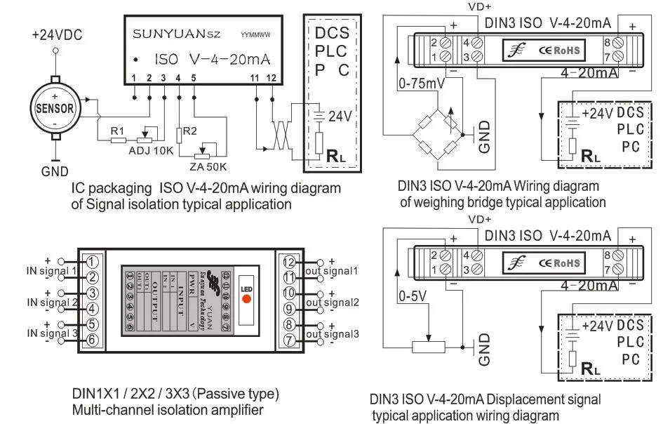 Analog Voltage Signal to Two Wire 4-20mA Current Signal Analog Isolator